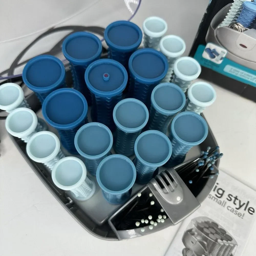 Blue Multi-Sized Hair Rollers with Small Case - Blue